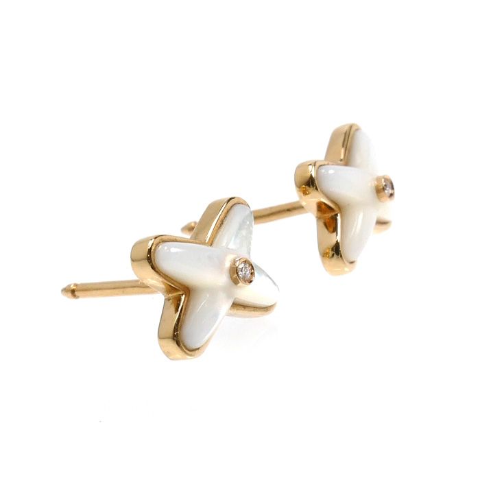 ショーメ　リアン　マザーオブパール　ダイヤ　ピアス　美品　片耳 Chaumet ショーメ K18PG ピンクゴールド ジュ ドゥ リアン