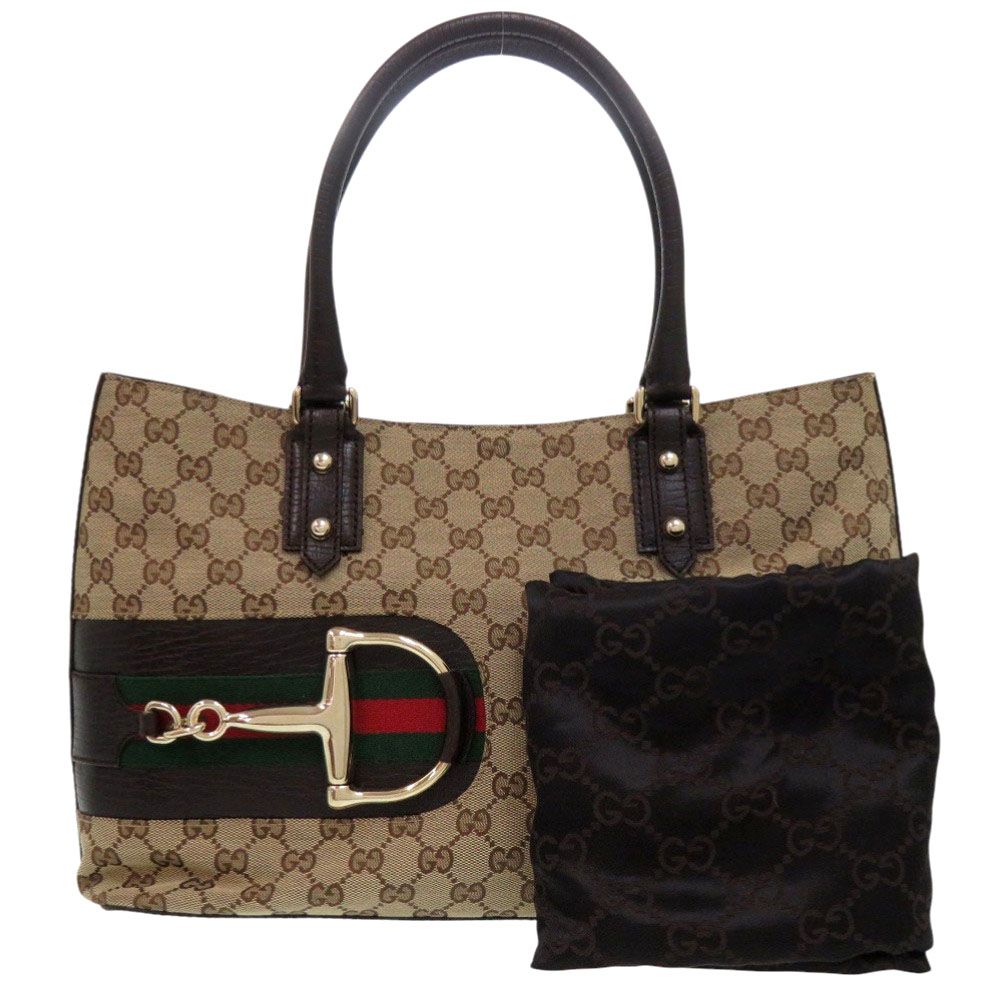 美品 グッチ ホースビット トートバッグ シェリーライン137385 