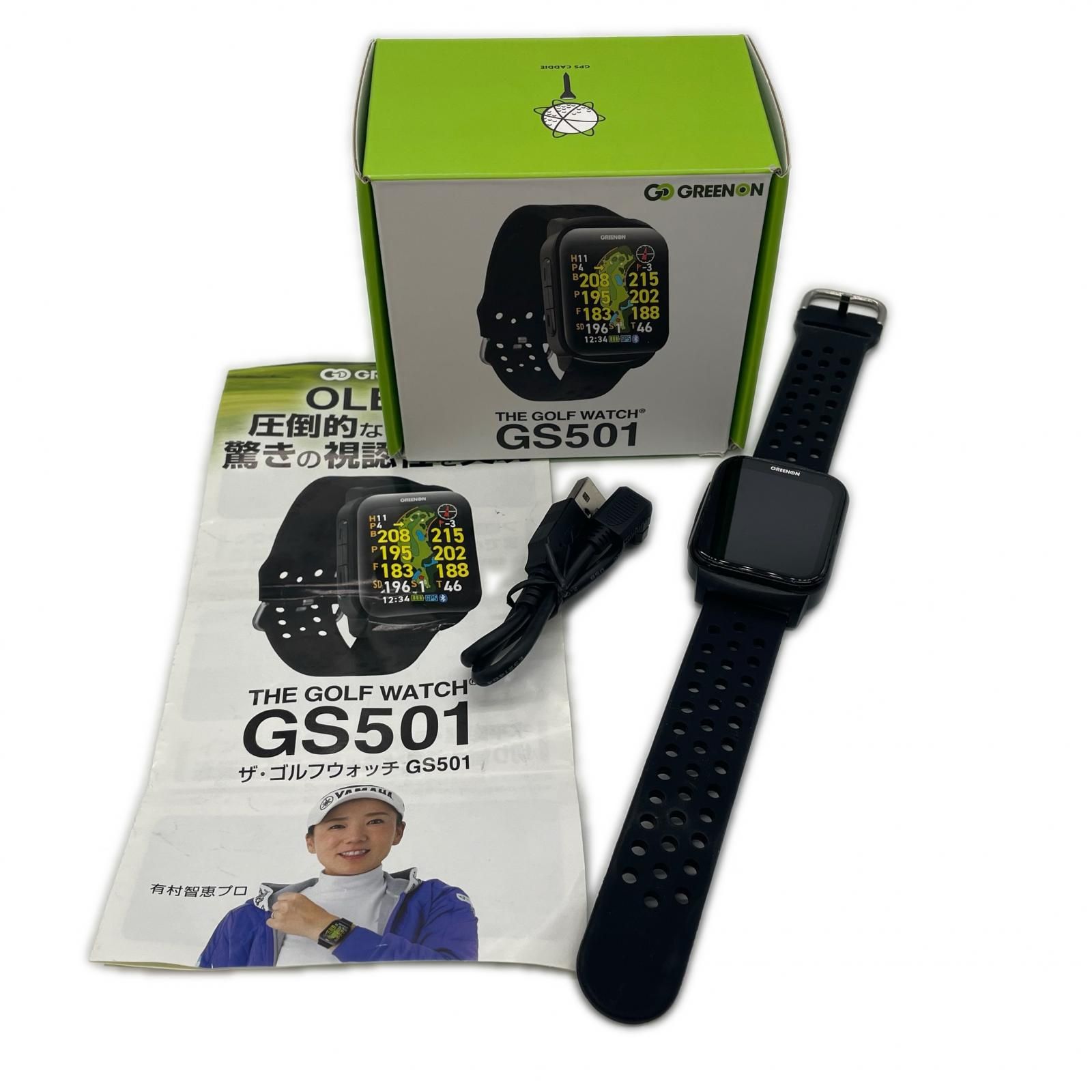 中古 ゴルフナビ 黒 グリーンオン THE GOLF WATCH GS501 ウォッチ