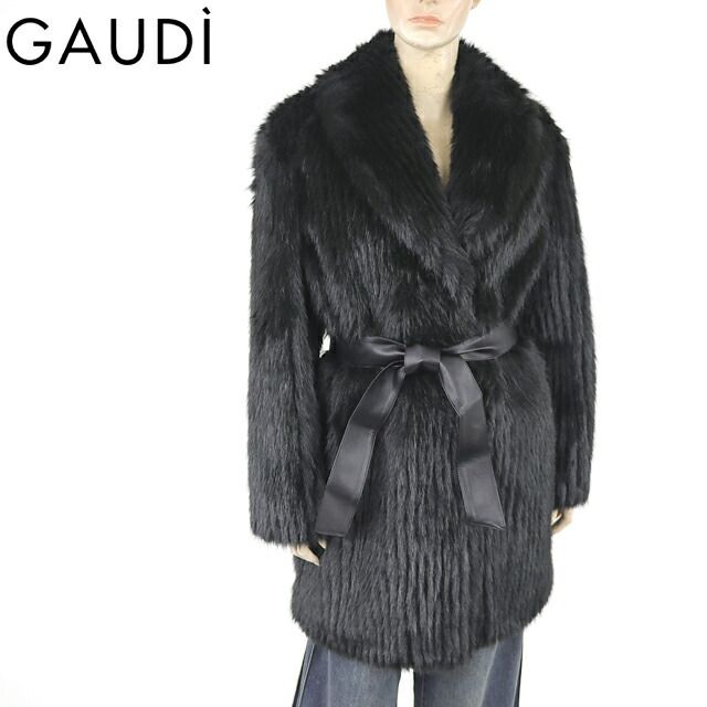 ガウディ GAUDI レディース コート シャギーフェイクファーコート 