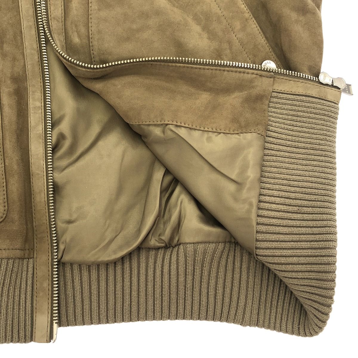 HUGO BOSS ヒューゴ ボス コットンブレンドスリーブ スエードレザー 