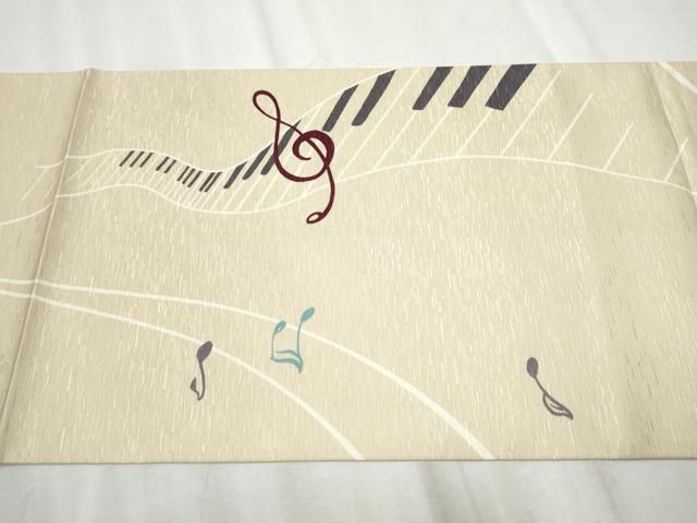 平和屋着物○全通柄 京袋帯 WAKKA ワッカ 猫 ピアノ 音符 正絹 逸品