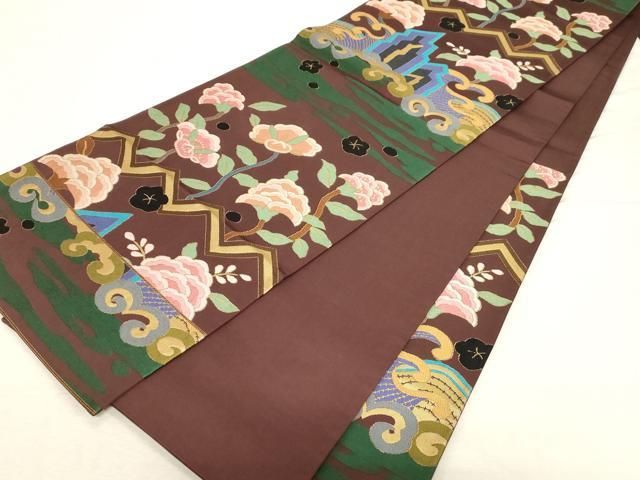 平和屋着物●ファッションデザイナー　HIROKO KOSHINO　コシノヒロコ 　六通柄袋帯　唐織　立波更紗文　金糸　正絹　逸品　CABD4055dy 平和屋着物○ファッションデザイナー HIROKO KOSHINO コシノヒロコ 六