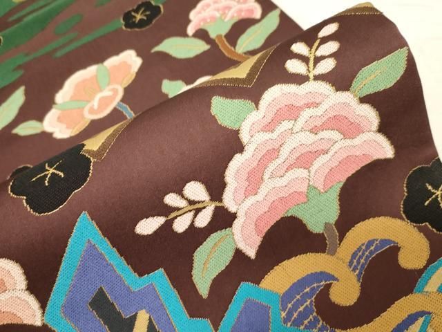平和屋着物●ファッションデザイナー　HIROKO KOSHINO　コシノヒロコ 　六通柄袋帯　唐織　立波更紗文　金糸　正絹　逸品　CABD4055dy 平和屋着物○ファッションデザイナー HIROKO KOSHINO コシノヒロコ 六