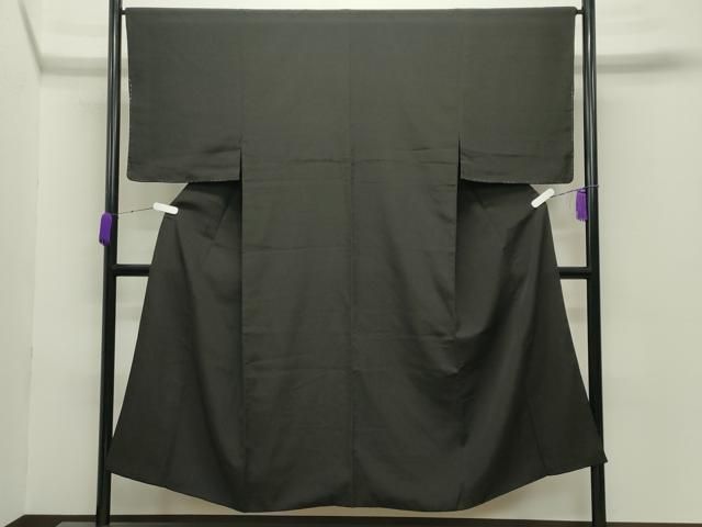 平和屋着物●男性　紬　色無地　憲法黒茶色　正絹　逸品　未使用　CABC8307gh