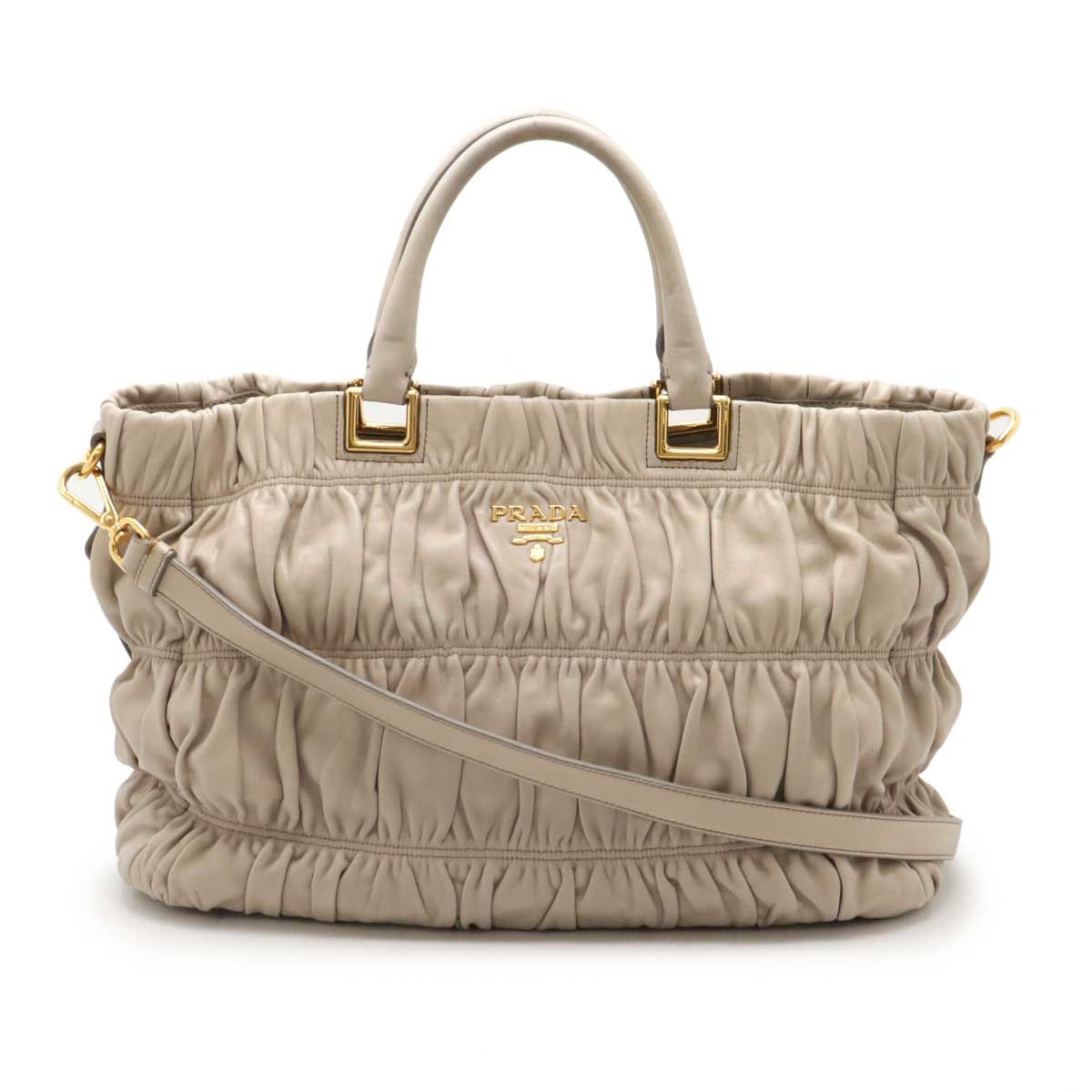 PRADA プラダ ゴーフル ギャザー トートバッグ ハンドバッグ 2WAY 