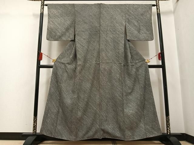 平和屋着物○大変加工の良い総絞り小紋 黒地 正絹 逸品 AABG4894ph