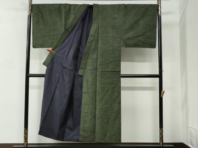 平和屋着物●男性　髭紬　アンサンブル　色無地　藍媚茶色　キングサイズ　正絹　逸品　CABC6981yc 平和屋着物○男性 髭紬 アンサンブル 色無地 藍媚茶色 キングサイズ