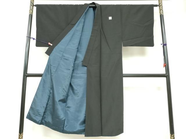 平和屋着物男性　黒紋付　正絹　逸品　DABC2305ud