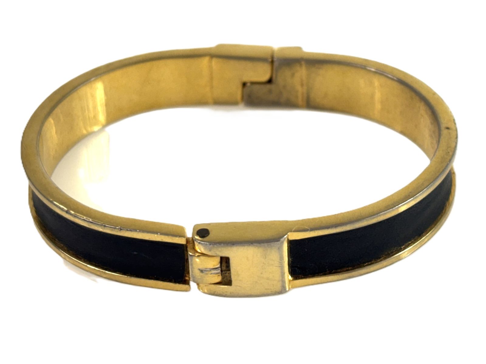 ロエベ LOEWE バングル ブレスレット レザー ブラック×ゴールドカラー