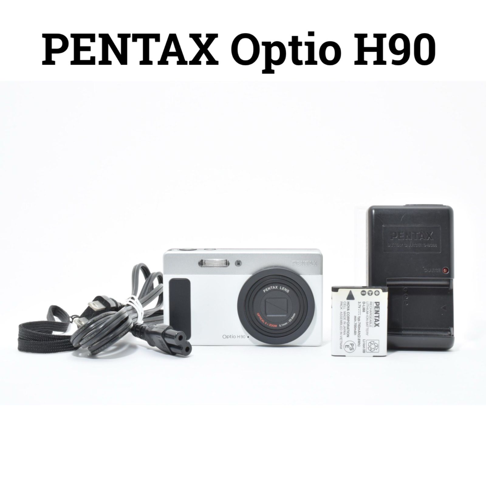 PENTAX OPTIO H90 セラミックホワイト バッテリー•充電器付き 