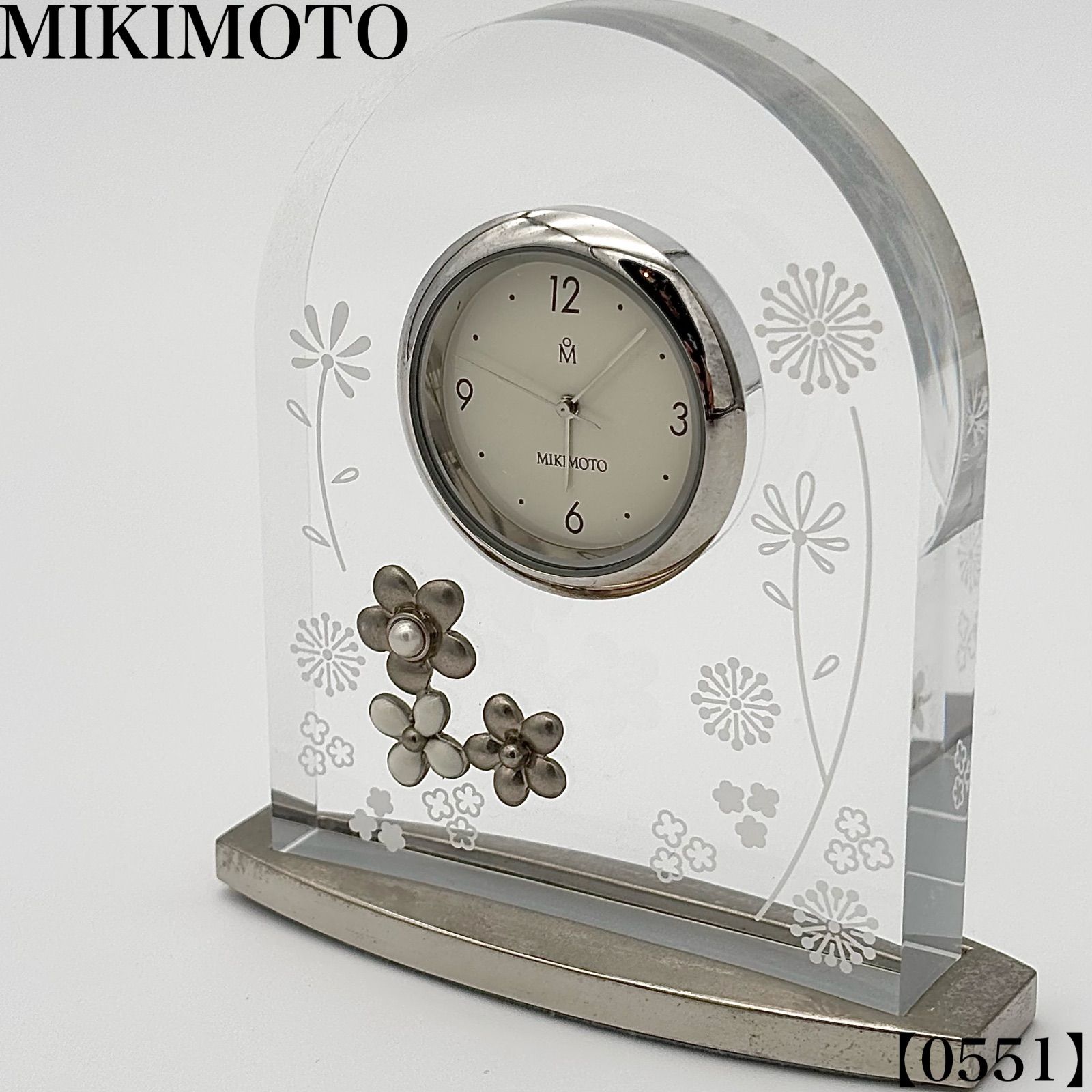ミキモト MIKIMOTO パール 真珠 付 置時計 白 ホワイト 文字 ミキモト