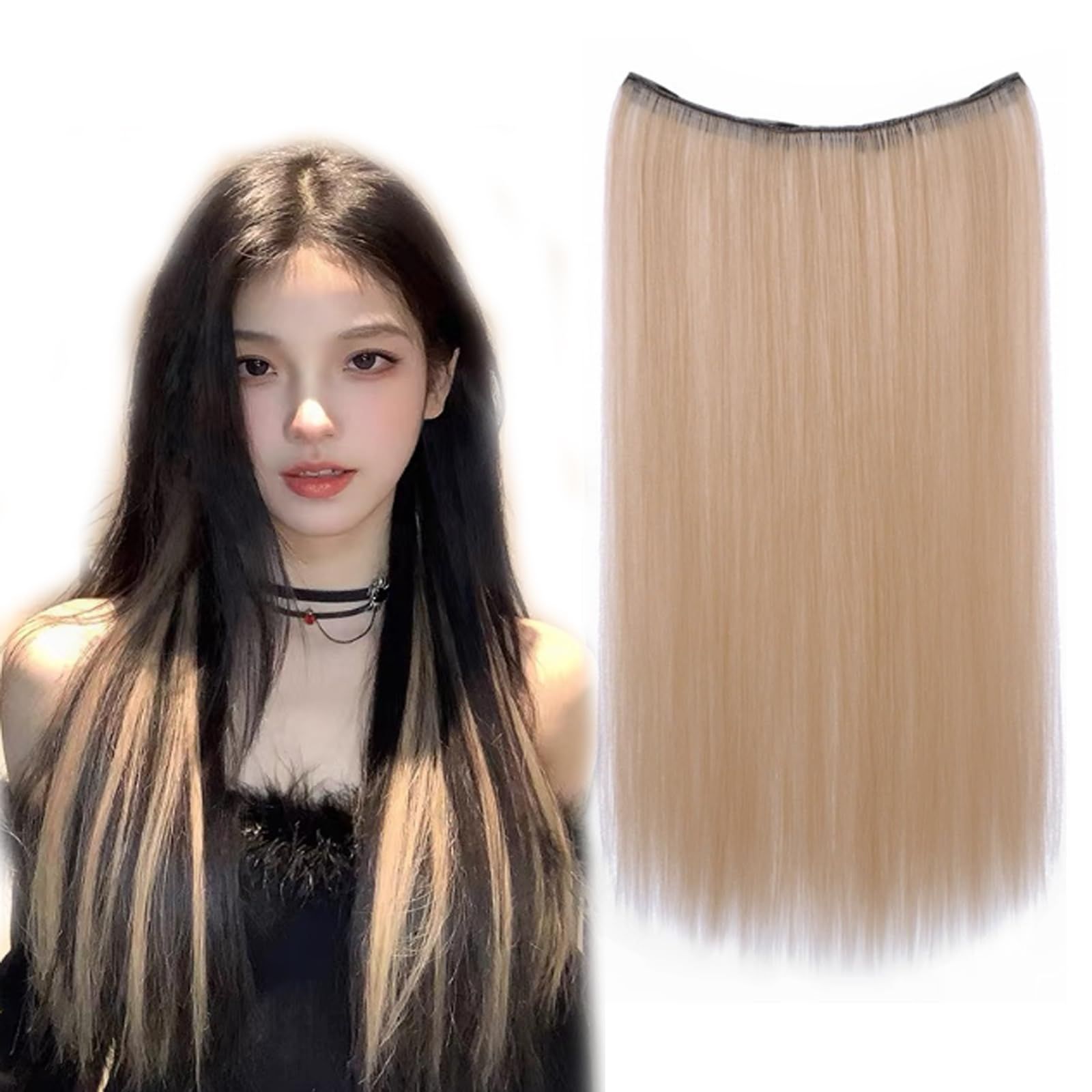 在庫処分 ワンタッチ 50cm カラーエクステ つけ毛 ロング シール