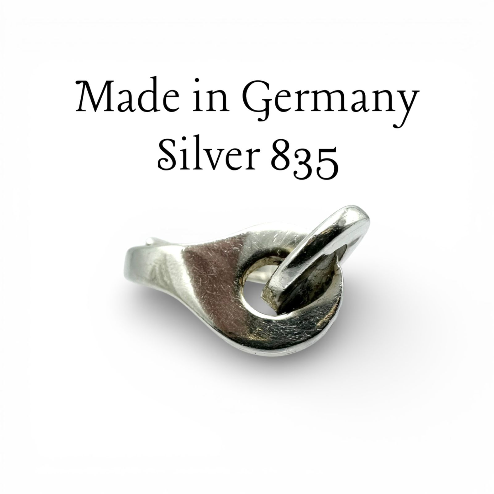 【MADE IN GERMANY】個性的 モダン Silver 835 刻印 70s Vintage Design Ring シルバー デザイン リング 12号 ユニーク オープン仕様 一点もの ユニセックス