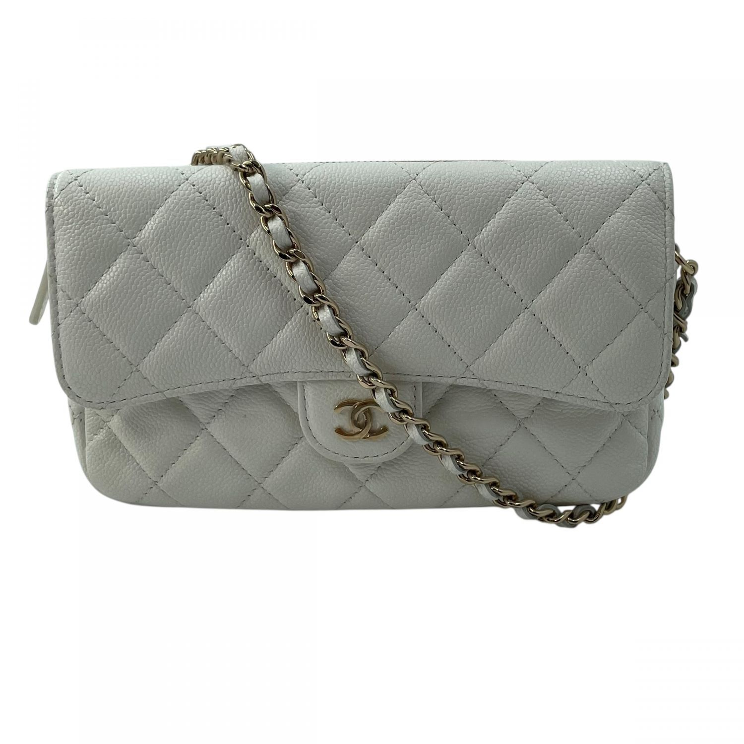 【中古】 CHANEL シャネル AP2096 フラップフォンケース キャビアスキン 白 ショルダーバッグ レディース 25024572 KJ 中古】 CHANEL シャネル AP2096 フラップフォンケース キャビアスキン
