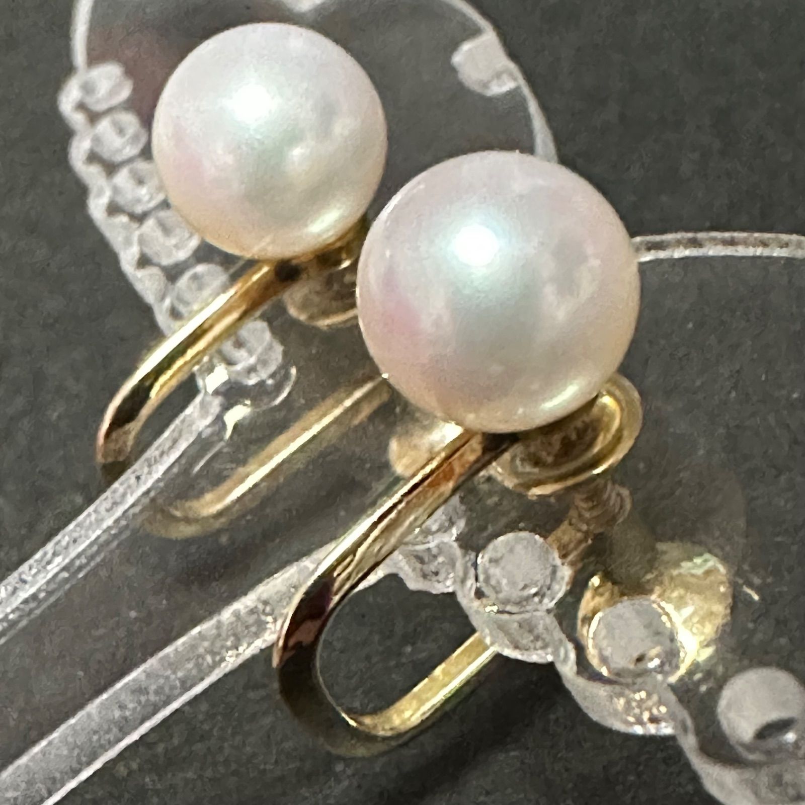 極美品 ミキモト MIKIMOTO イヤリング K14 パール 真珠 約7.4mm 