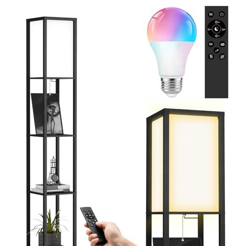 MOTOSTAR フロアライト led フロアランプ フロアスタンド リモコン付き led電球付き 間接照明 無段階調光調色 三色|RGB切替 おしゃれ スタンドライト ルーム 目に優しい 省エネルギー 組立簡単 長寿命 物置台 床置き d582b580