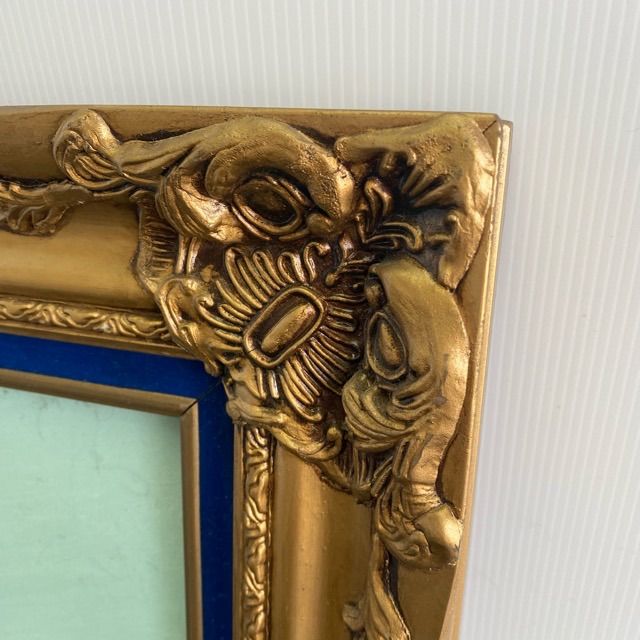 配送不可、現地引取のみ、リユース品】油彩画 湖畔風景画 ゴールド