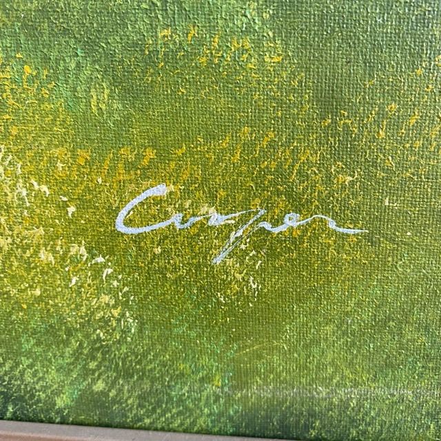 配送不可、現地引取のみ、リユース品】油彩画 湖畔風景画 ゴールド