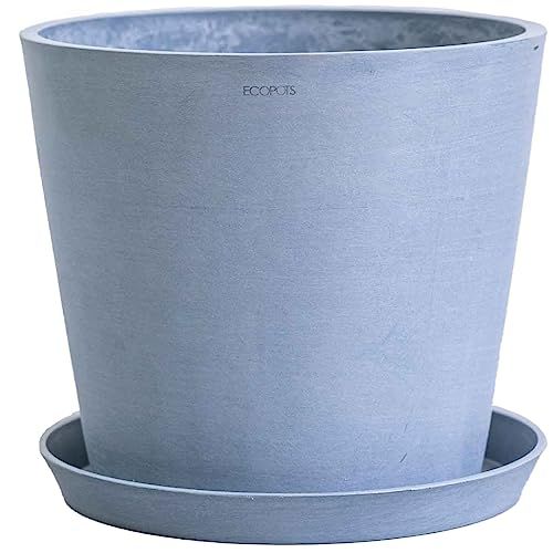 アンドプランツ 植木鉢 鉢 10号 穴あり 受け皿 鉢皿 付 プラスチック 天然石 鉢カバー ECOPOTS エコポッツ Amsterdam おしゃれ 大型 プランター 軽い インテリア 北欧 お花 植物 観葉植物 屋内 屋外 ブルーグレ 25b707f7