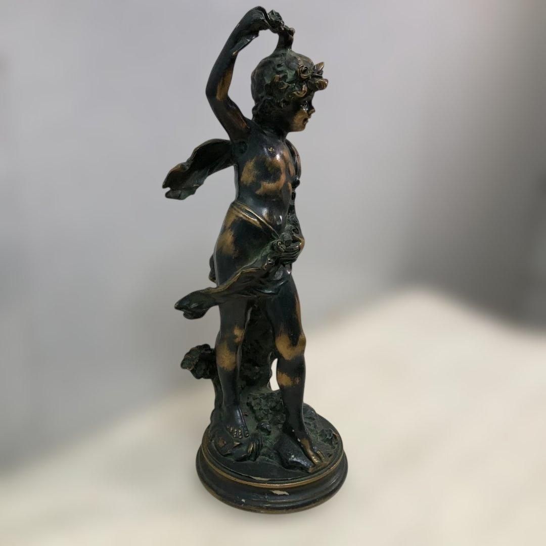  西洋アンティーク風 天使像 ブロンズ調 プットー 高さ約50cm 重量約4kg 大型インテリアオブジェ ヨーロピアン装飾 置物 260217-2 小物スタンド 置物 インテリア小物