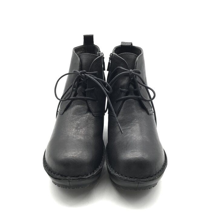 美品 HINA DAY GREEN ヒナデイグリーン レザー 厚底 幅広 ショート