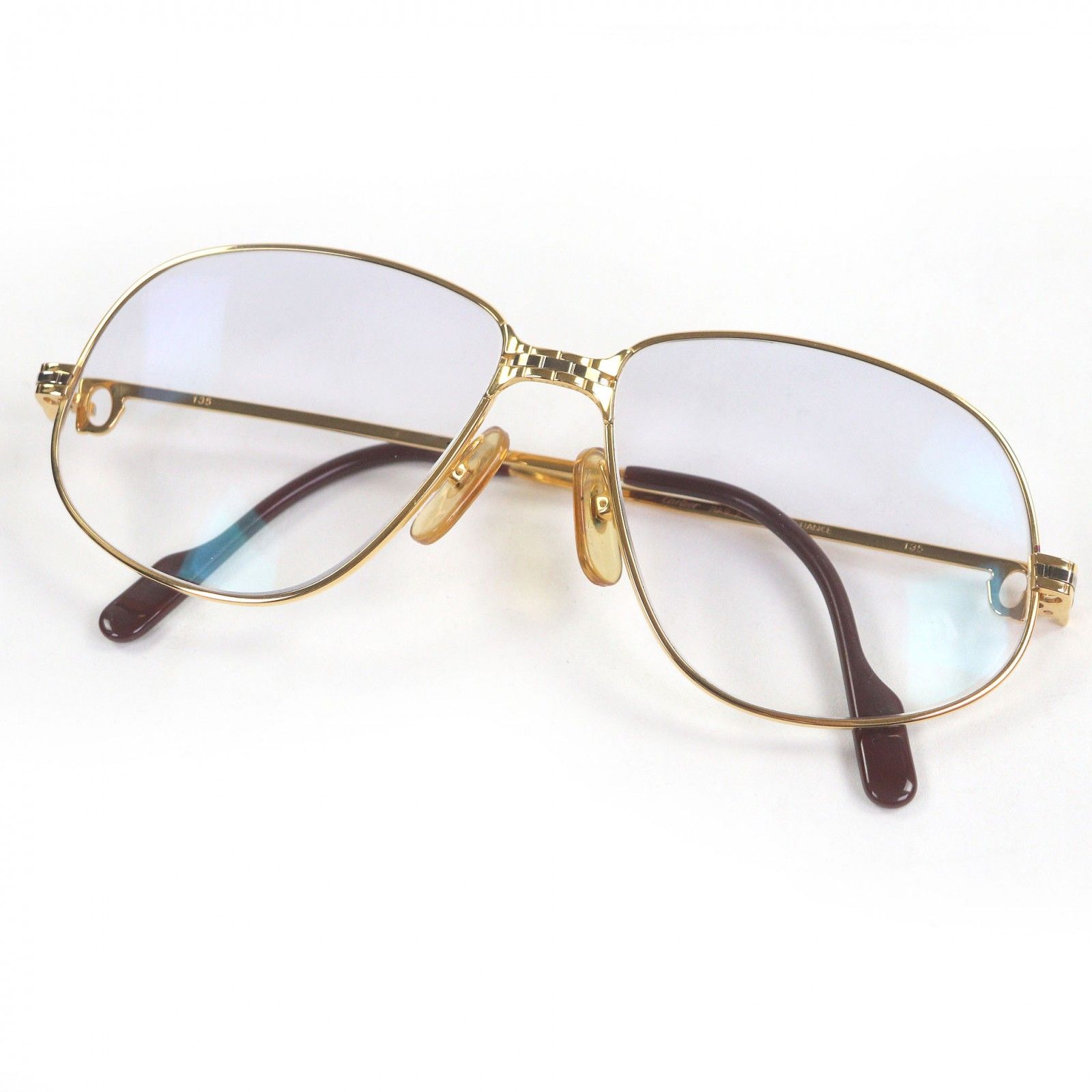 Cartier 135 カルティエ　サングラス ラウンド ゴールド 美品□Cartier カルティエ ヴィンテージ マイヨン パンテール 135