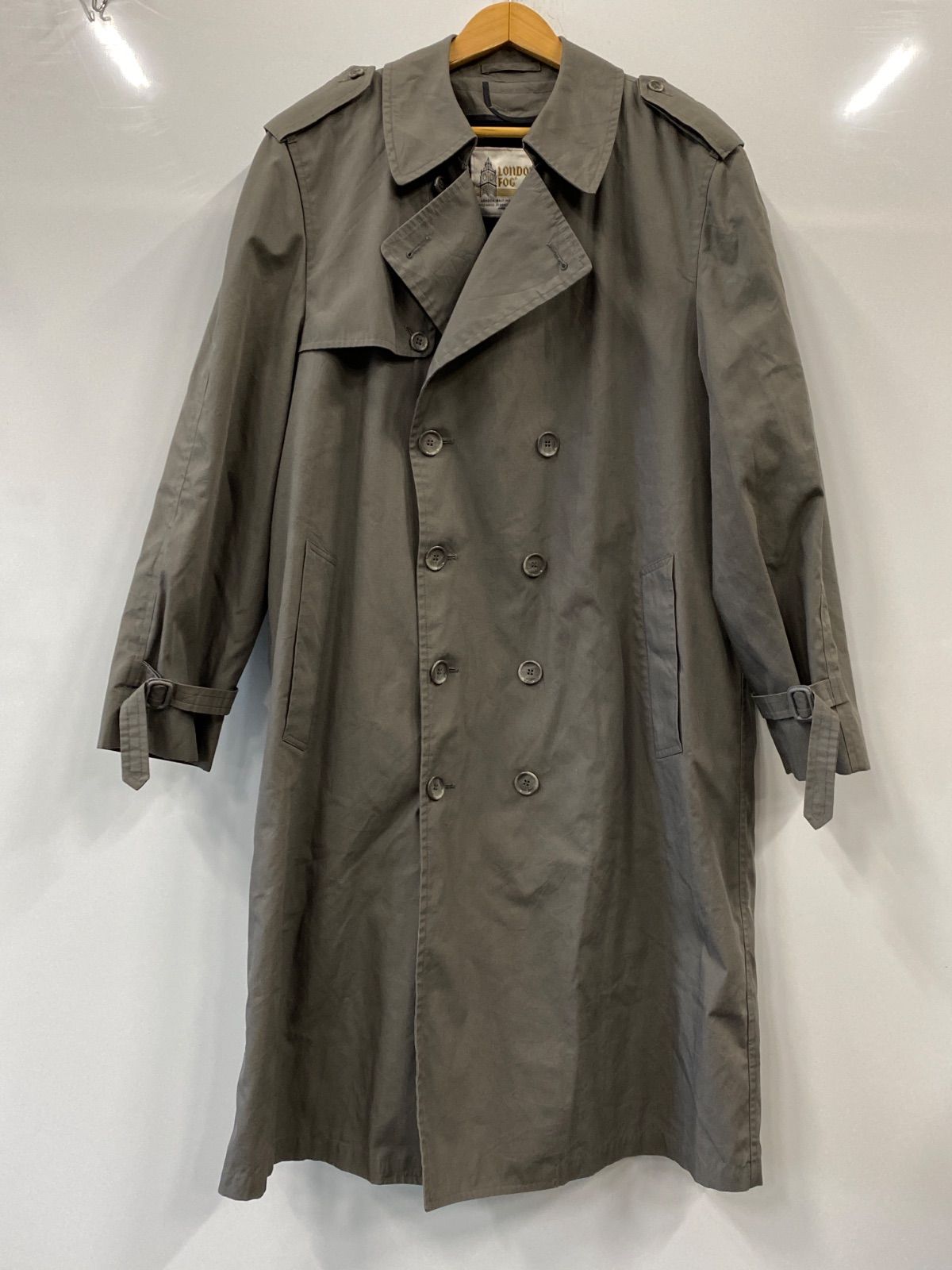 ピD102︎London Fog︎ロンドンフォグ︎ダブルトレンチコート︎ボアインナー付き︎米国製︎size42Ｒ︎グレー