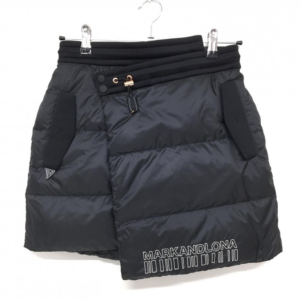 【超美品】マークアンドロナ ダウンスカート 黒 保温性 ウエストドローコード レディース 38(M) ゴルフウェア 2024年モデル MARK＆LONA ゴルフ 【超美品】マークアンドロナ ダウンスカート 黒 保温性