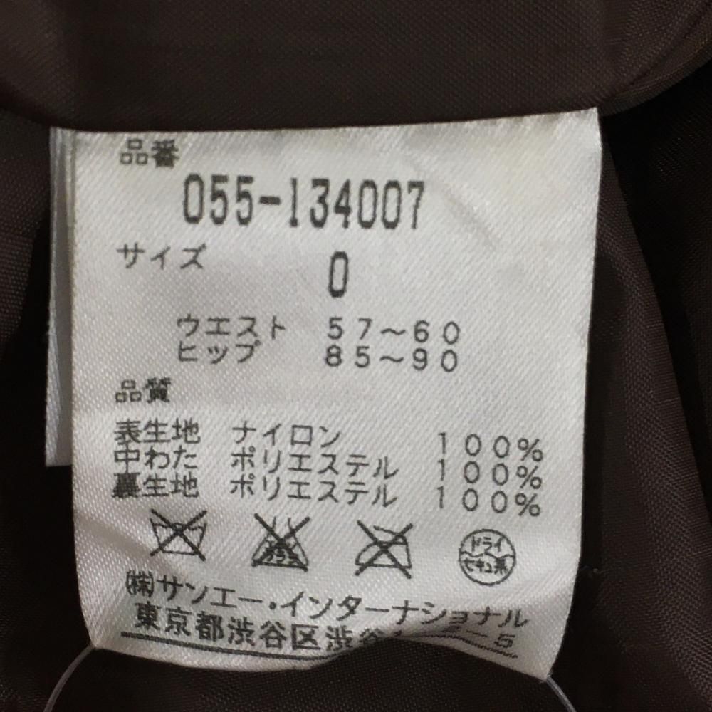 超美品】パーリーゲイツ 中綿スカート ブラウン×ライトオレンジ 総柄