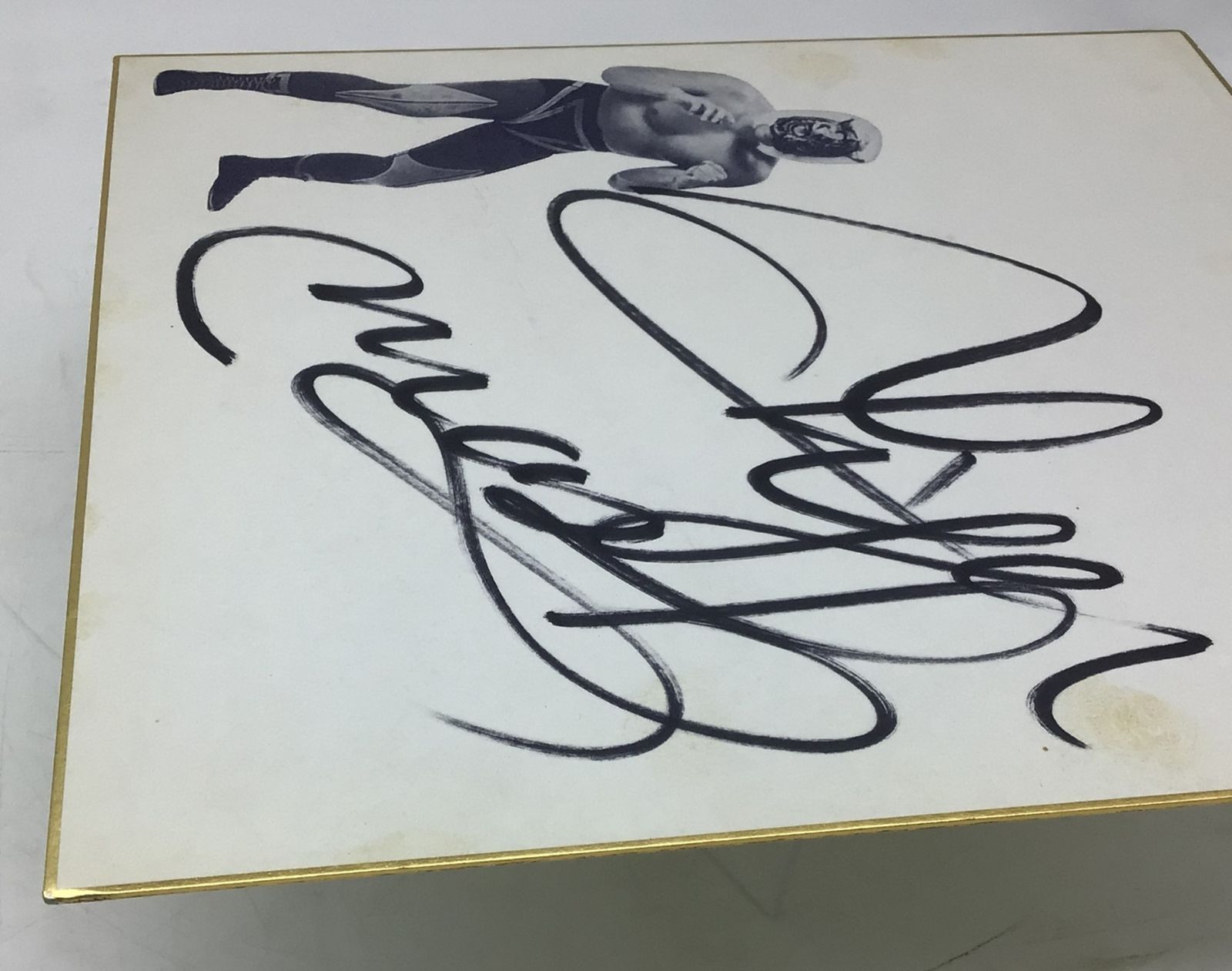 2157 【印刷入り】 2代目 タイガーマスク 直筆サイン色紙 三沢光晴