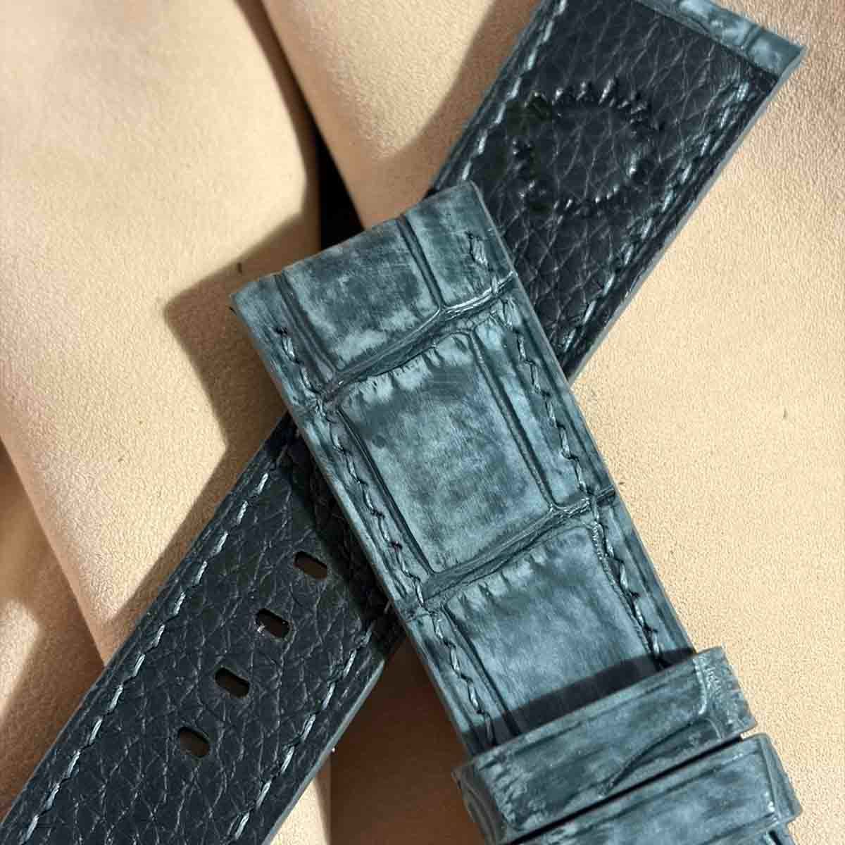 cro-2041 ヌバック クロコダイル 腕時計ベルト グレー (ラグ幅26 mm