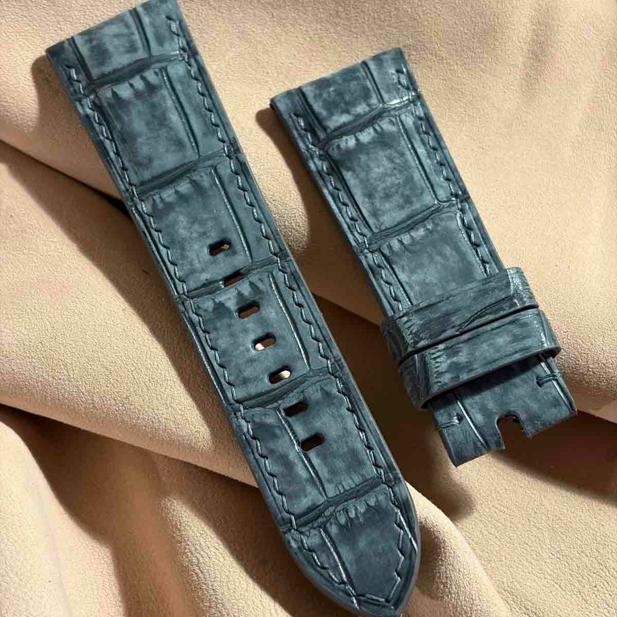 cro-2041 ヌバック クロコダイル 腕時計ベルト グレー (ラグ幅26 mm
