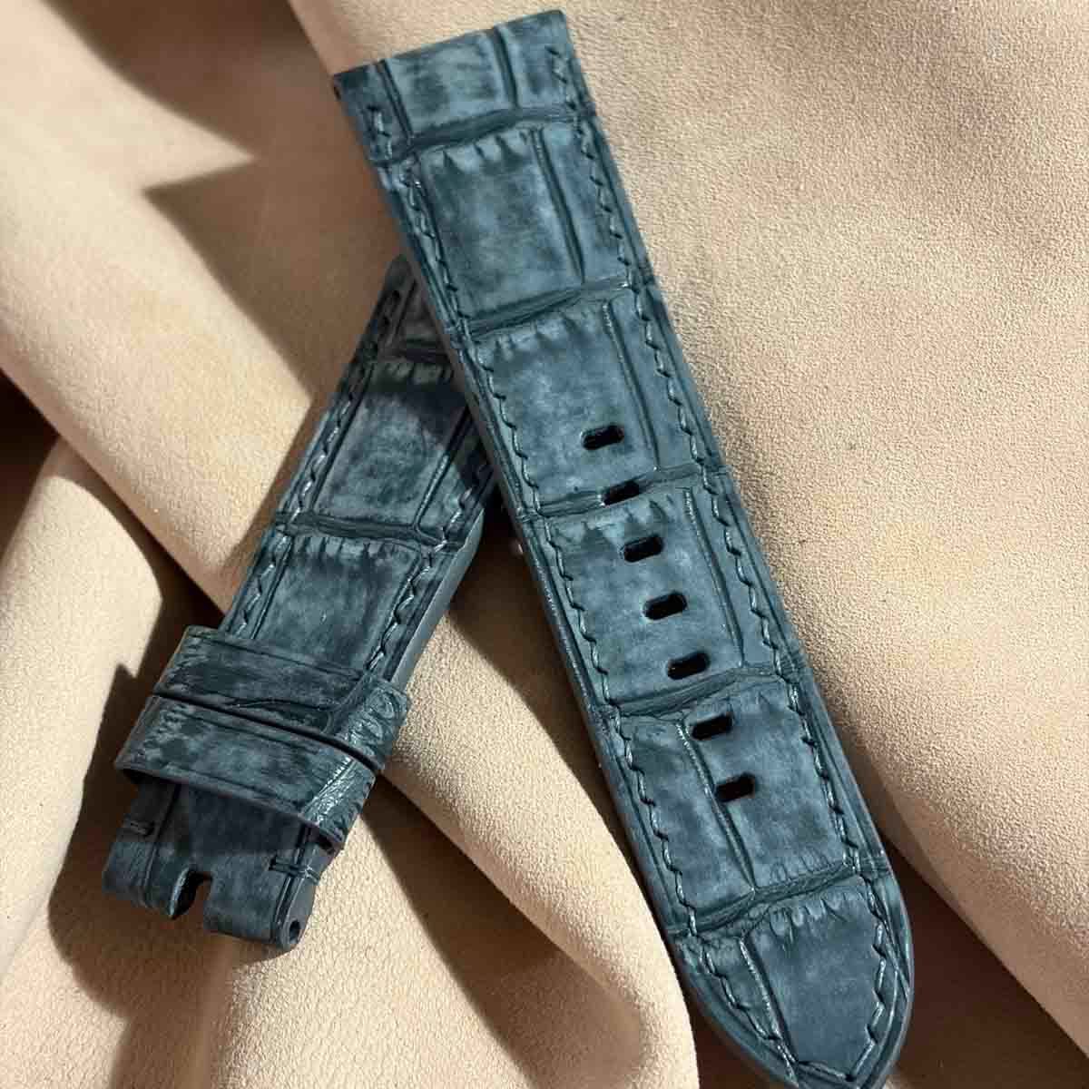 cro-2041 ヌバック クロコダイル 腕時計ベルト グレー (ラグ幅26 mm