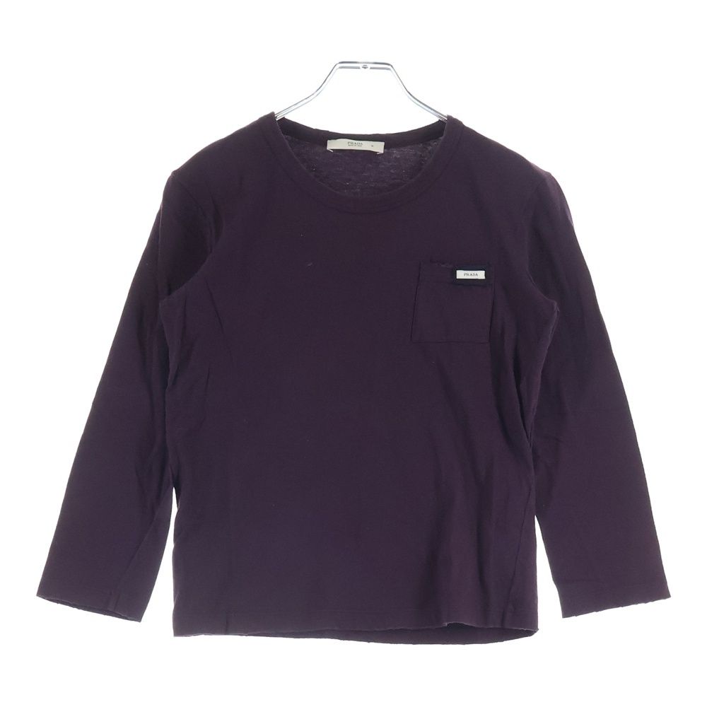 PRADA (プラダ) ロゴプリント 長袖Tシャツ ロンT バーガンディ ETT0057