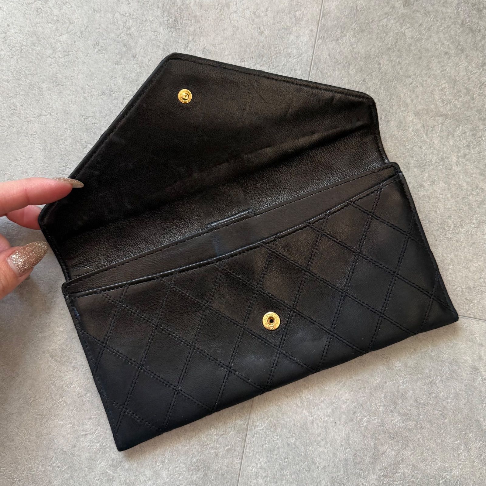CHANEL シャネル ビコローレ ココマーク 長財布 レザー ブラック 黒 