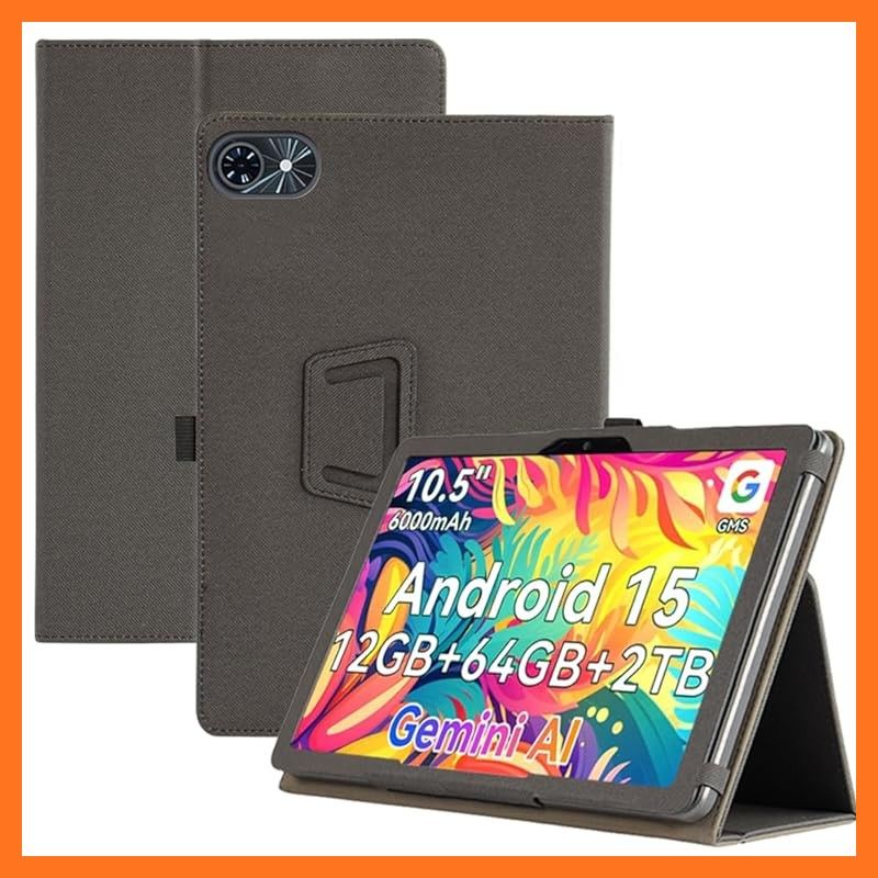 【新品】 Briacicell ForTabwee T80 10.5インチ ケース 耐衝撃 耐摩擦 Tabwee T80 用の 全面保護 薄型 耐衝撃 スタンド機能付き 傷つけ防止 高級PU レザー カバー キズ防止 (ブラック) 1