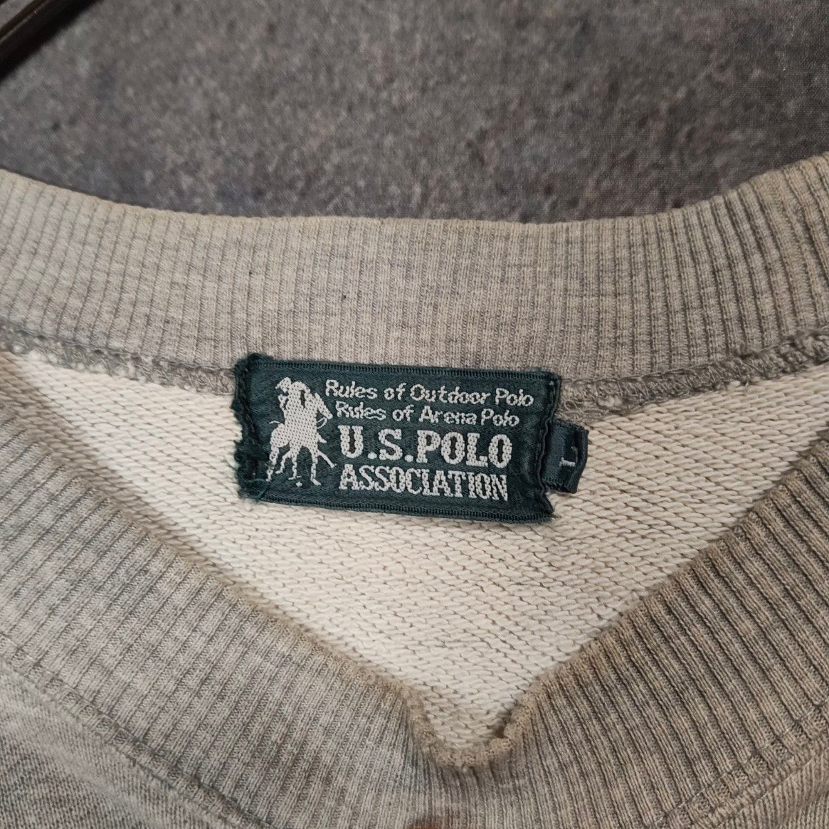 90s U.S.POLO ASSN. スウェット L グレー USA 刺繍 霜降り 落ち感 綿 