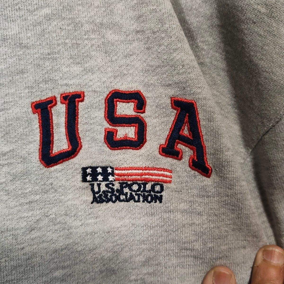 90s U.S.POLO ASSN. スウェット L グレー USA 刺繍 霜降り 落ち感 綿 