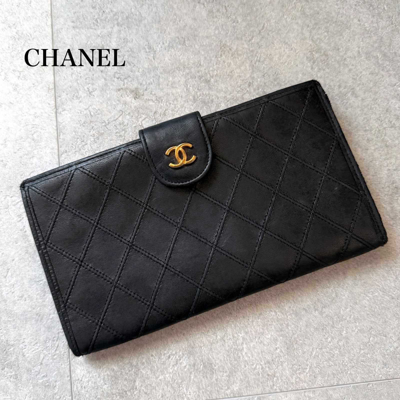 CHANEL シャネル ビコローレ ココマーク がま口 長財布 キルティング