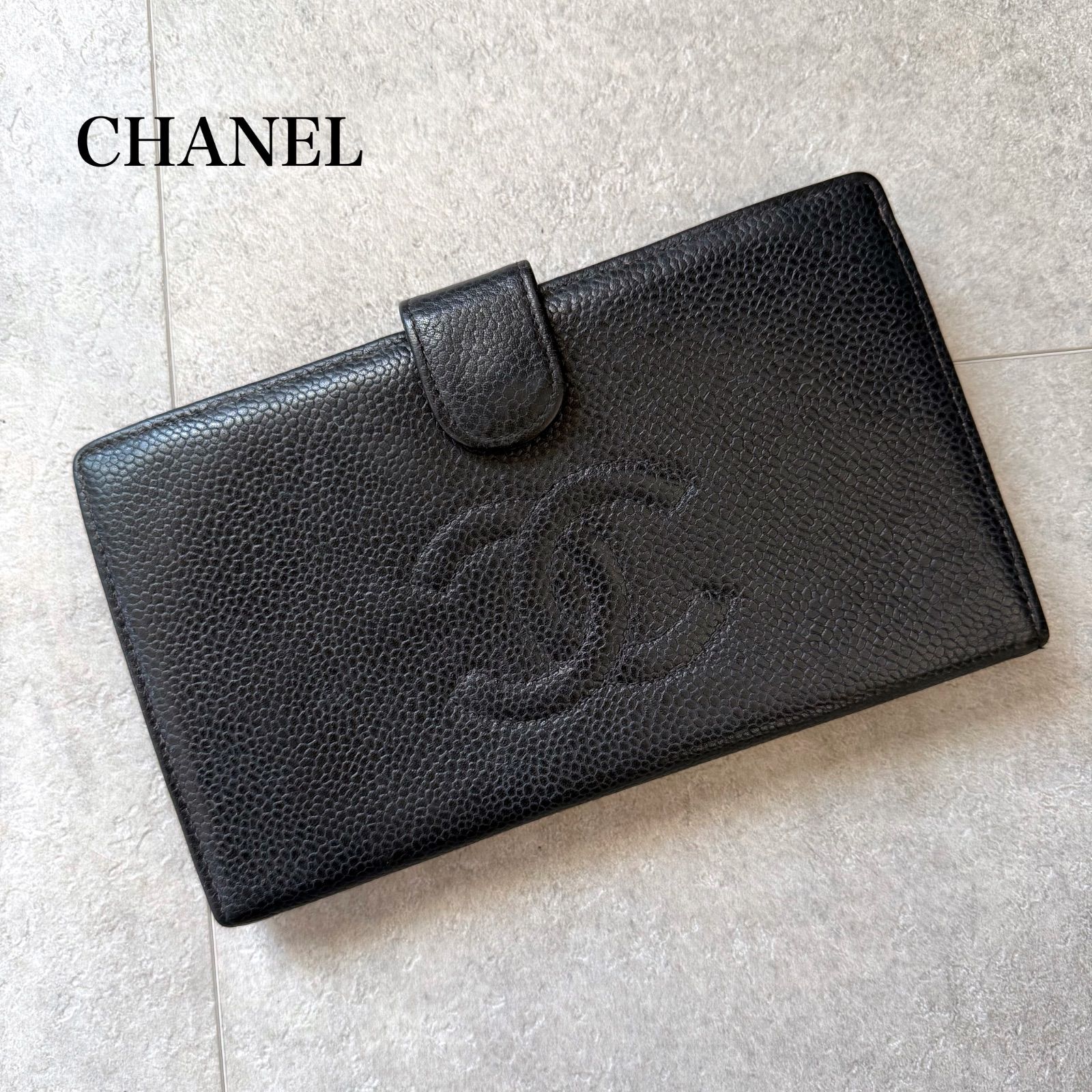 CHANEL シャネル クラシックCC キャビアスキン がま口長財布 ココ 