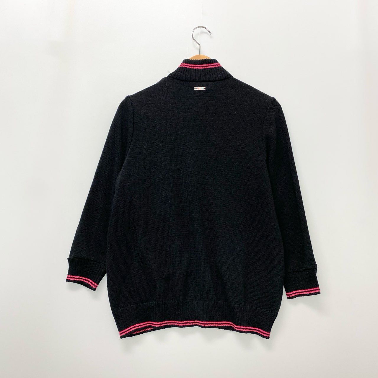 19b17 【美品】 LEONARD レオナール ニットカーディガン ハイネックセーター ファスナー チェック 42 ブラック レディース 女性用u02t 19b17 【美品】 LEONARD レオナール ニットカーディガン ハイネック
