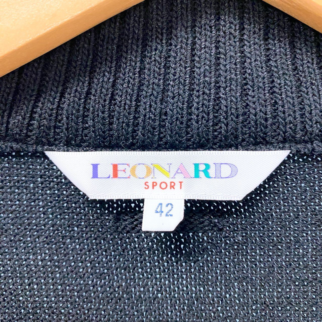19b17 【美品】 LEONARD レオナール ニットカーディガン ハイネックセーター ファスナー チェック 42 ブラック レディース 女性用u02t 19b17 【美品】 LEONARD レオナール ニットカーディガン ハイネック