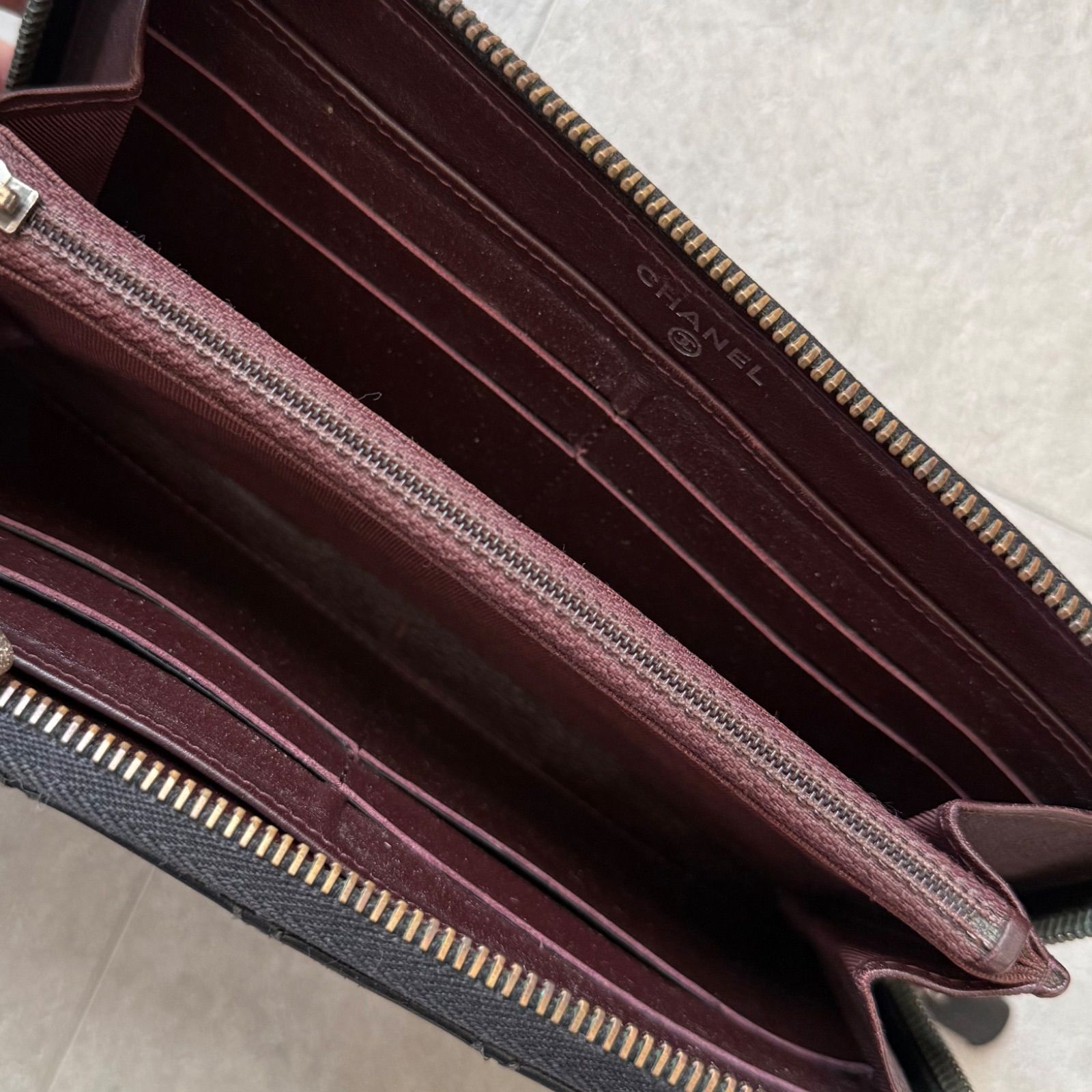 希少 CHANEL シャネル ラウンドファスナー長財布 ターンロック 