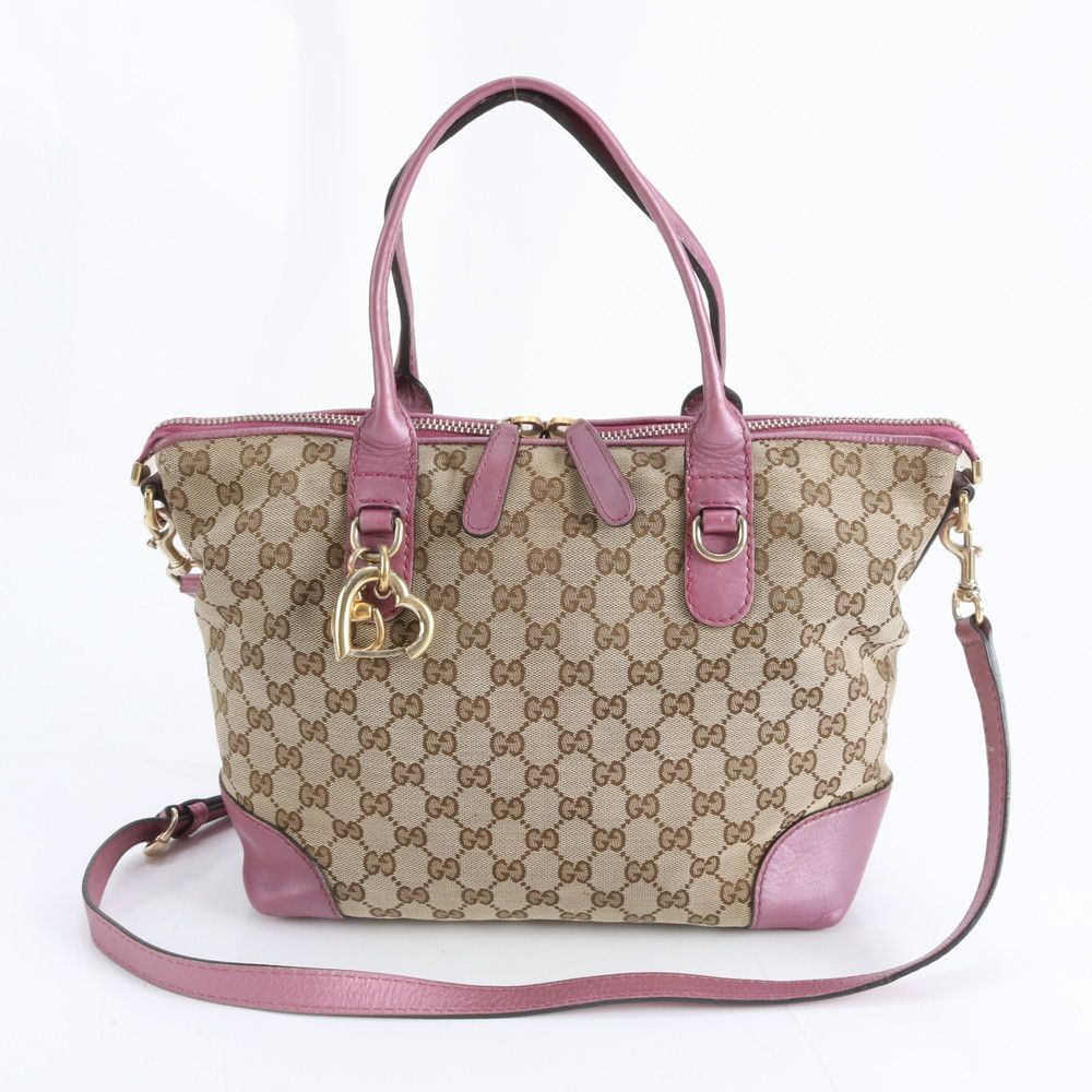 美品 グッチ GGキャンバス ハートビット 269957 レザー 2WAY