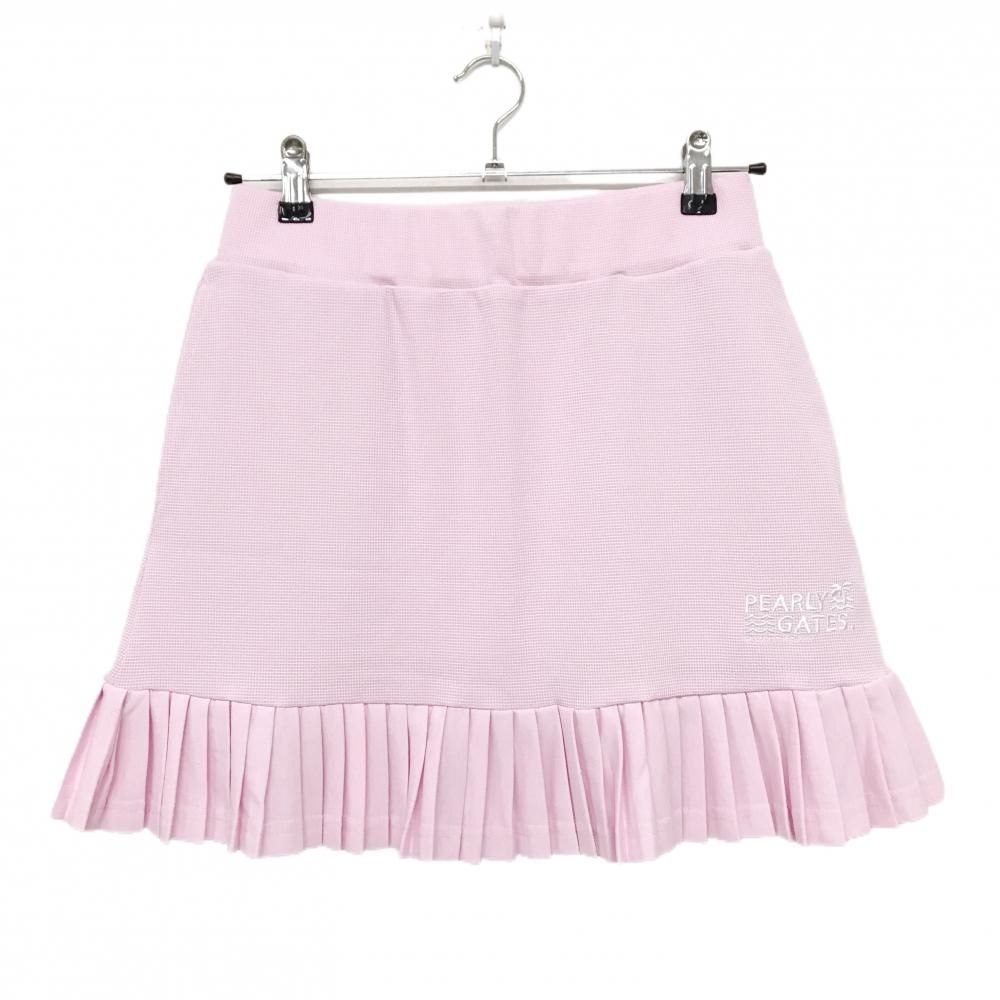 【新品】パーリーゲイツ スカート ピンク 裾プリーツ 織生地 ウエストゴム ロゴ刺しゅう レディース 1(M) ゴルフウェア PEARLY GATES レディースウェア 【新品】パーリーゲイツ スカート ピンク 裾プリーツ