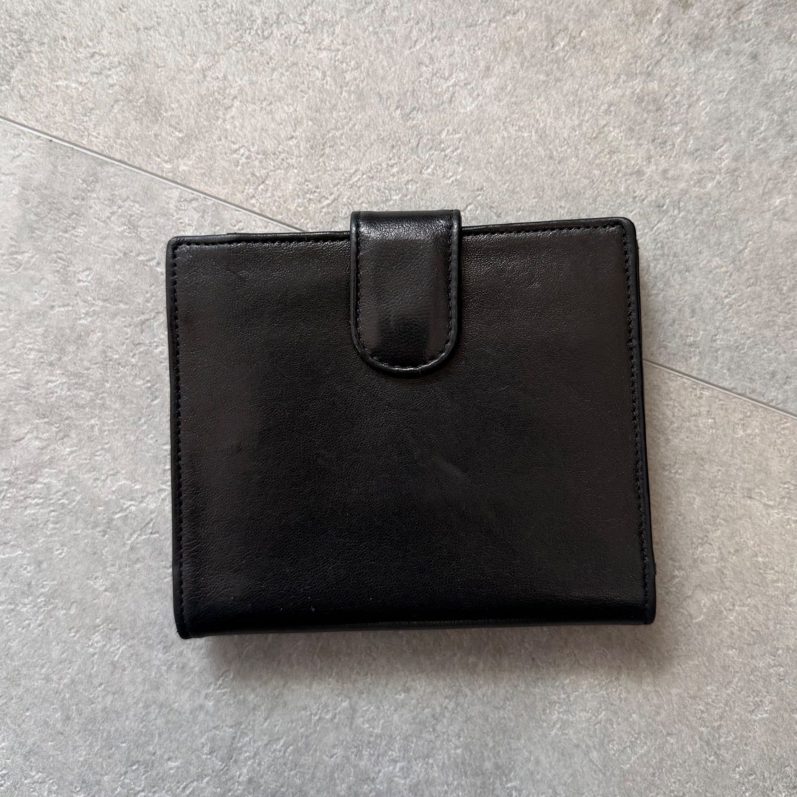 極美品 CHANEL シャネル デカココ Wホック ラムレザー 二つ折り財布 