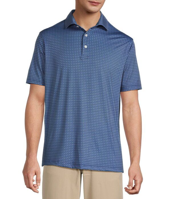 ハート シャフナー マルクス メンズ トップス シャツ フラワー柄 フラワー Hart Schaffner Marx Luxury Performance Short Sleeve Geometric Floral Polo Shirt Midnight