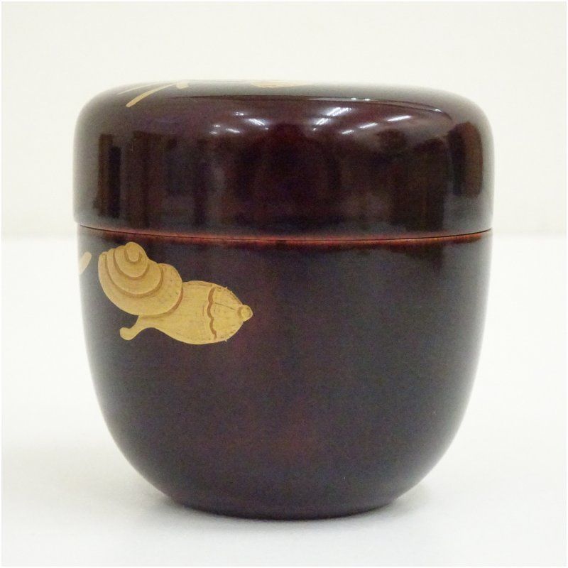和田瑾斎造 海松貝蒔絵中棗（共箱） 茶道 茶道具 おしゃれ 茶器 なつめ
