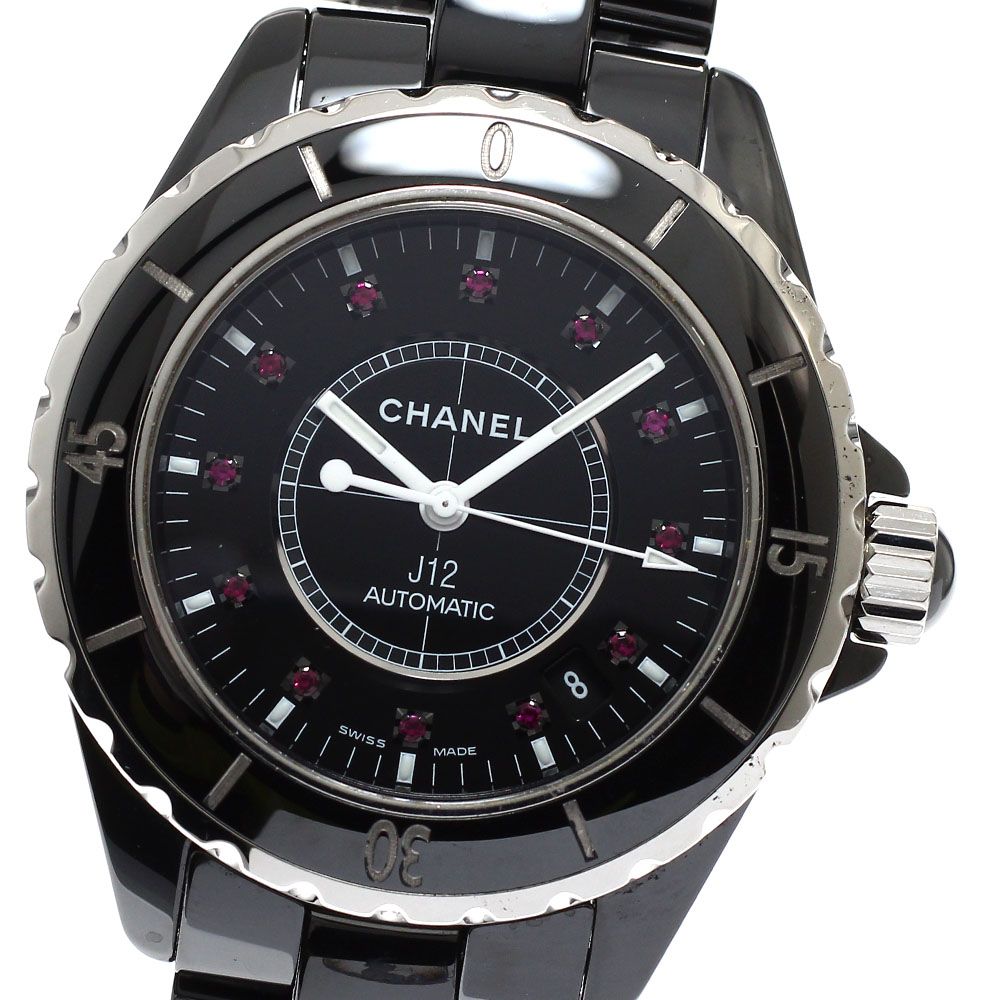 シャネル CHANEL H1635 J12 12Pルビー ブラックセラミック 自動巻き メンズ _942848